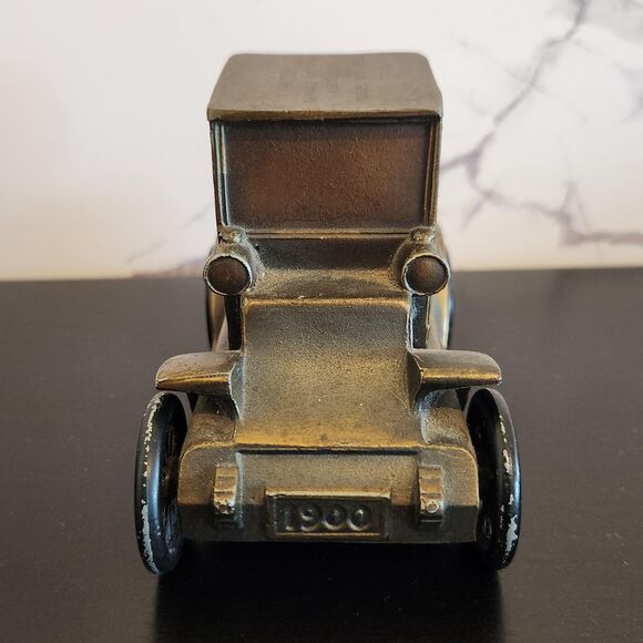 Metal Car Bank Pill Box Coupe Banthrico ROLLS Advertising Nutley NJ Bronze VTG - Picture 2 of 9